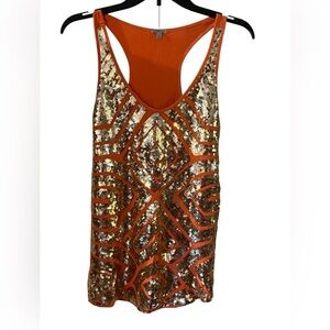 Y2K Charlotte Russe Silver/Gold Sequin Racerback Tank Top Size Medium